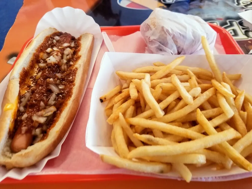 Chili Cheese Dog and Fries